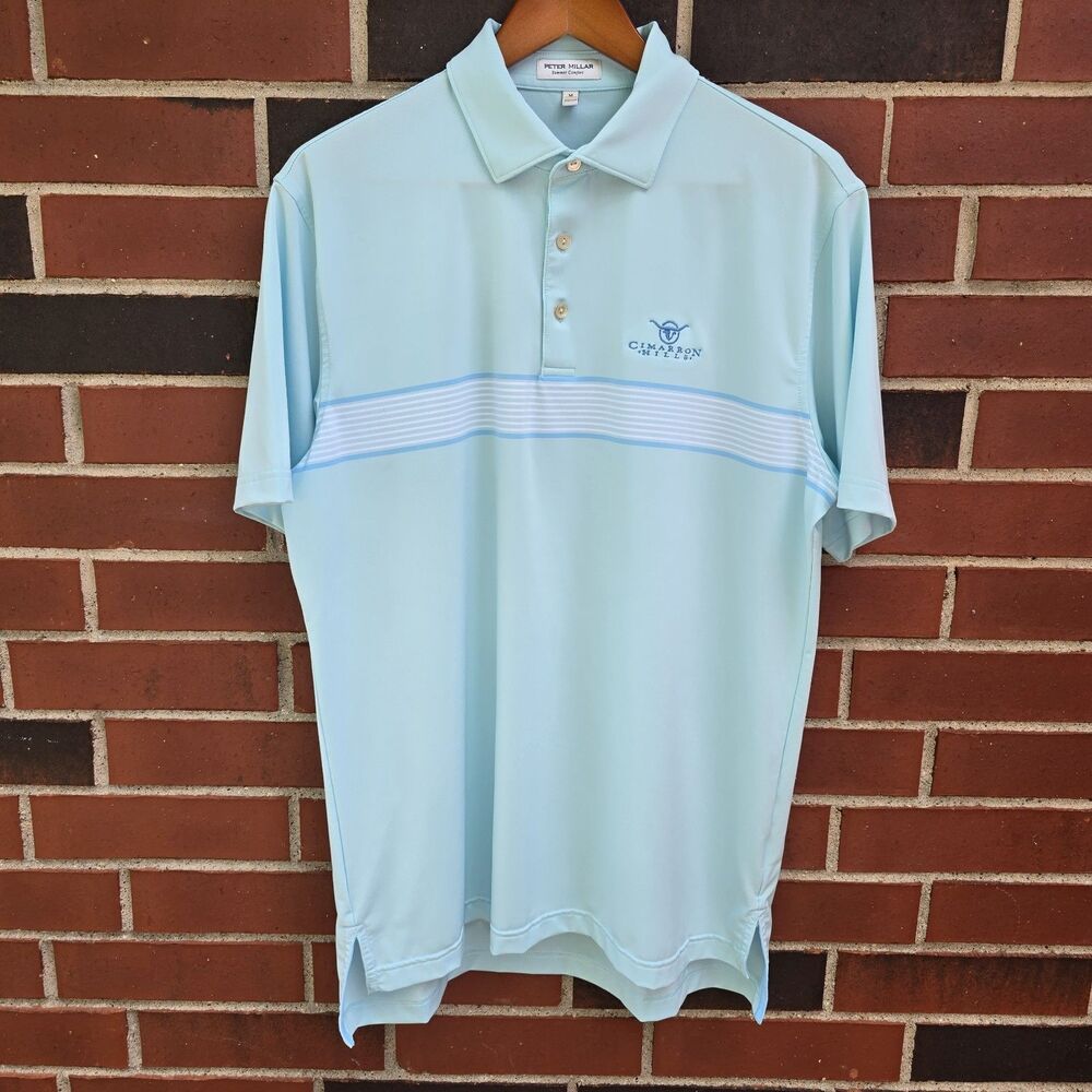 Peter Millar Golf Polo Shirt Mens Size M Blue New Sun Protection stretch